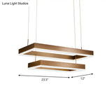 Contemporary Led Chandelier - Coffee 2/4/5 Tiered Rectangular Pendant Light With Acrylic Shade