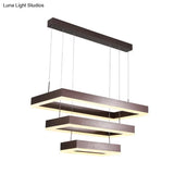 Contemporary Led Chandelier - Coffee 2/4/5 Tiered Rectangular Pendant Light With Acrylic Shade