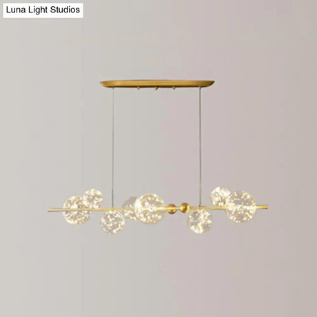 Contemporary Led Chandelier Pendant Light With Clear Glass Ball Shape In Gold