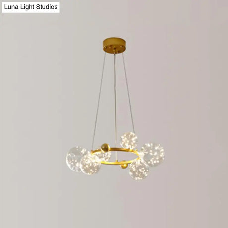 Contemporary Led Chandelier Pendant Light With Clear Glass Ball Shape In Gold
