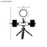 Contemporary Led Circular Vanity Light - Black Iron Tripod Design