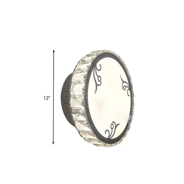 Contemporary Led Circular Wall Light - Clear Crystal Design Warm Or White Option Mounted Lighting