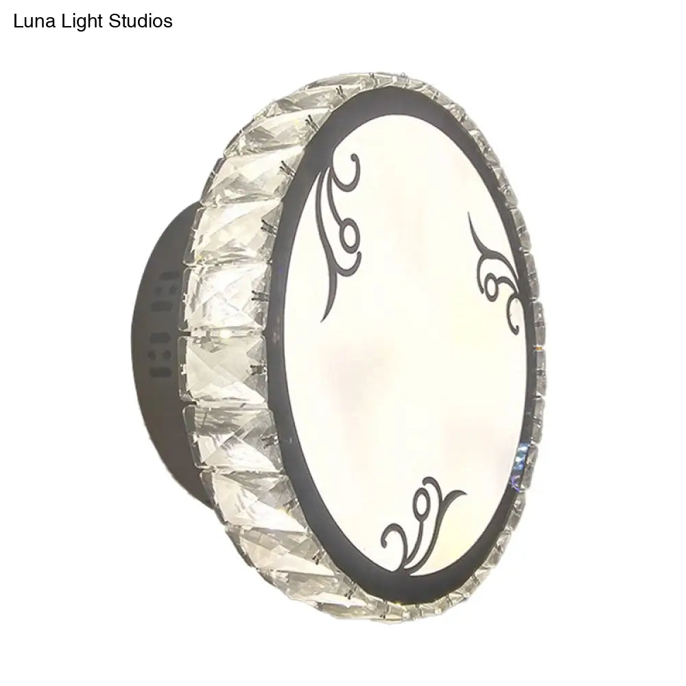 Contemporary Led Circular Wall Light - Clear Crystal Design Warm Or White Option Mounted Lighting