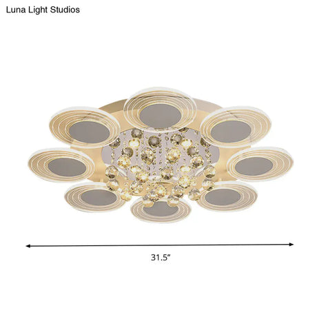 Contemporary Led Crystal Ball Flushmount Ceiling Lamp Wide 25.5’/31.5’ - Perfect For Living Room
