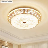 Contemporary Led Crystal Bowl Ceiling Light For Bedroom - Flush Mount