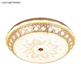 Contemporary Led Crystal Bowl Ceiling Light For Bedroom - Flush Mount