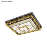 Contemporary Led Crystal Ceiling Light In Nickel Flushmount