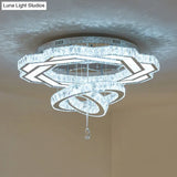 Contemporary Led Crystal Ceiling Light - Polished Chrome Finish