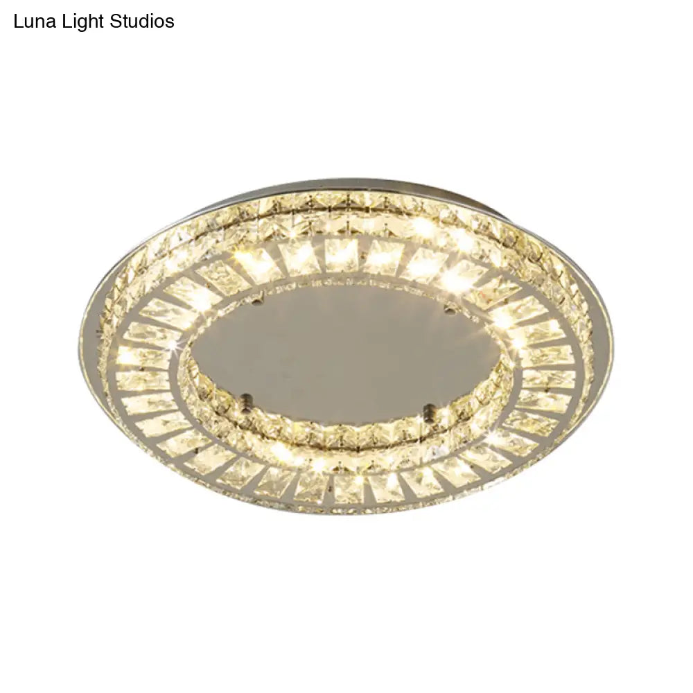 Contemporary Led Crystal Ceiling Mount Lamp - Chrome Finish