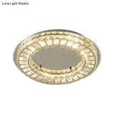 Contemporary Led Crystal Ceiling Mount Lamp - Chrome Finish