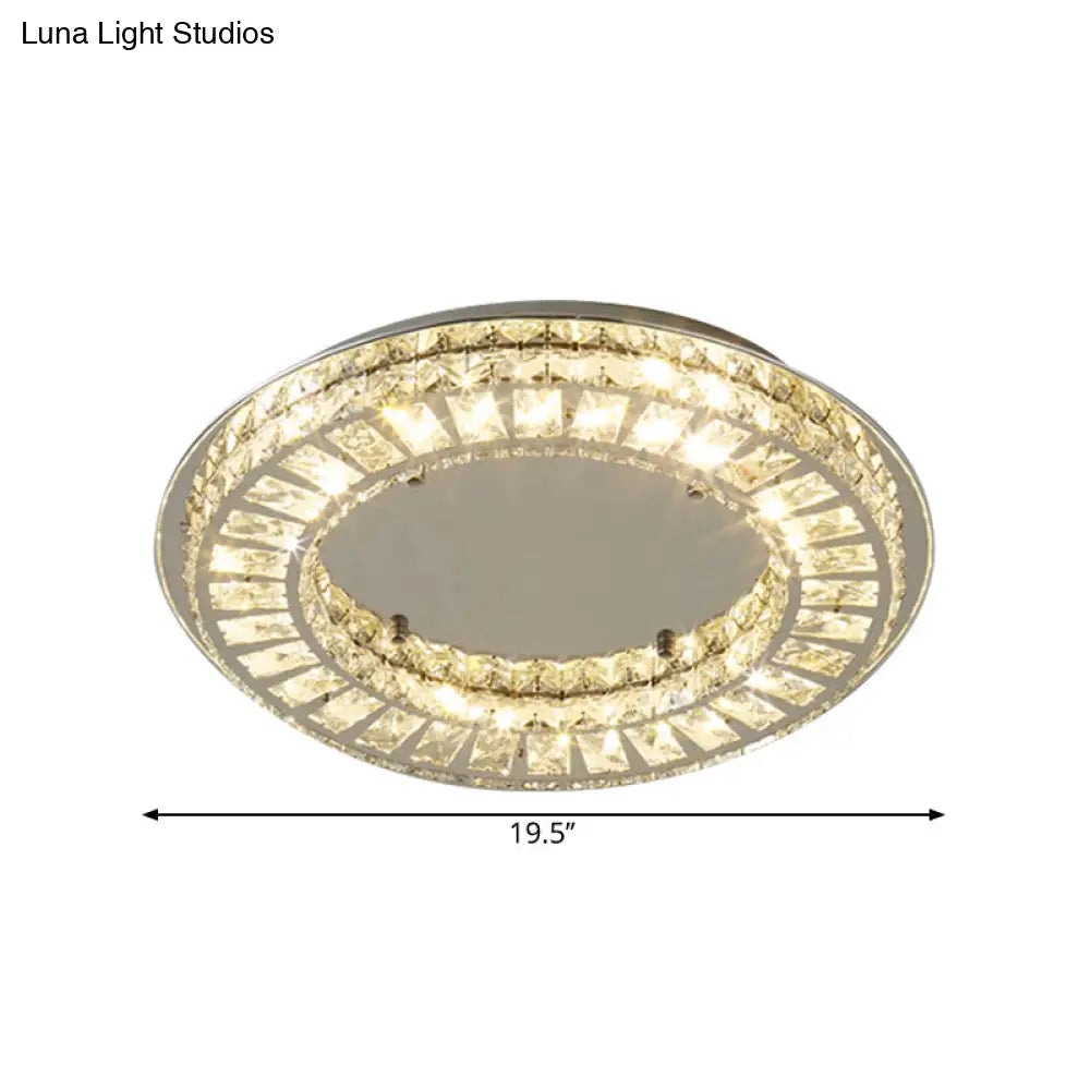 Contemporary Led Crystal Ceiling Mount Lamp - Chrome Finish