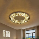 Contemporary Led Crystal Ceiling Mount Lamp - Chrome Finish