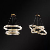 Contemporary Led Crystal Chandelier Pendant Light For Living Room Gold / 16’ + 23.5’ Warm