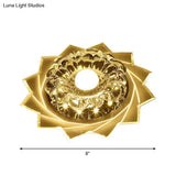 Contemporary Led Crystal Flush Ceiling Light With Floral Corridor Design - Clear