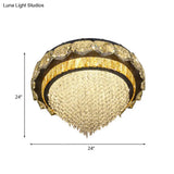 Contemporary Led Crystal Flushmount Ceiling Light In Black For Bedroom