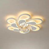 Contemporary Led Crystal Orb Flush Mount Ceiling Light In Warm/White With Acrylic Shade