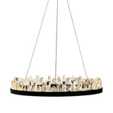 Contemporary Led Crystal Pendant Chandelier - Black Hanging Ceiling Light For Living Room Warm/White