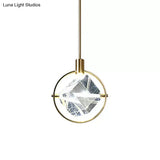Contemporary Led Crystal Suspension Lamp - Elegant Gold Ring Pendant