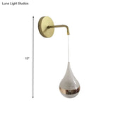 Contemporary Led Crystal Wall Sconce Light: Gold Teardrop Fixture Warm/White/3 Color Lighting