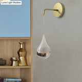 Contemporary Led Crystal Wall Sconce Light: Gold Teardrop Fixture Warm/White/3 Color Lighting