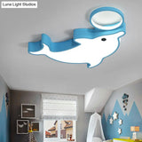 Contemporary Led Dolphin Acrylic Ceiling Flush Mount Light