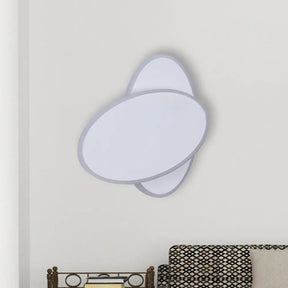 Contemporary Led Double Oval Wall Sconce Light With Acrylic Shade In White/Black Finish - Warm/White