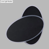 Contemporary Led Double Oval Wall Sconce Light With Acrylic Shade In White/Black Finish - Warm/White