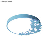 Contemporary Led Drum Ceiling Light Fixture In Pink/Blue/Yellow - Brighten Your Bedroom With Flush