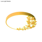 Contemporary Led Drum Ceiling Light Fixture In Pink/Blue/Yellow - Brighten Your Bedroom With Flush