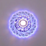 Contemporary Led Flower Flush Crystal Ceiling Light For Elegant Passages Clear / Blue