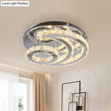 Contemporary Led Flush Ceiling Light: Chrome Moon Mount With Clear Crystal Shade