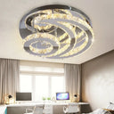Contemporary Led Flush Ceiling Light: Chrome Moon Mount With Clear Crystal Shade