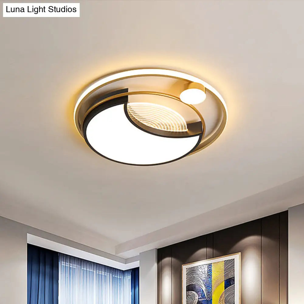 Contemporary Led Flush Ceiling Light With Acrylic Shade - Black Square/Round Mount | Warm/White