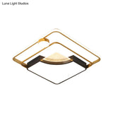 Contemporary Led Flush Ceiling Light With Acrylic Shade - Black Square/Round Mount | Warm/White