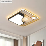 Contemporary Led Flush Ceiling Light With Acrylic Shade - Black Square/Round Mount | Warm/White