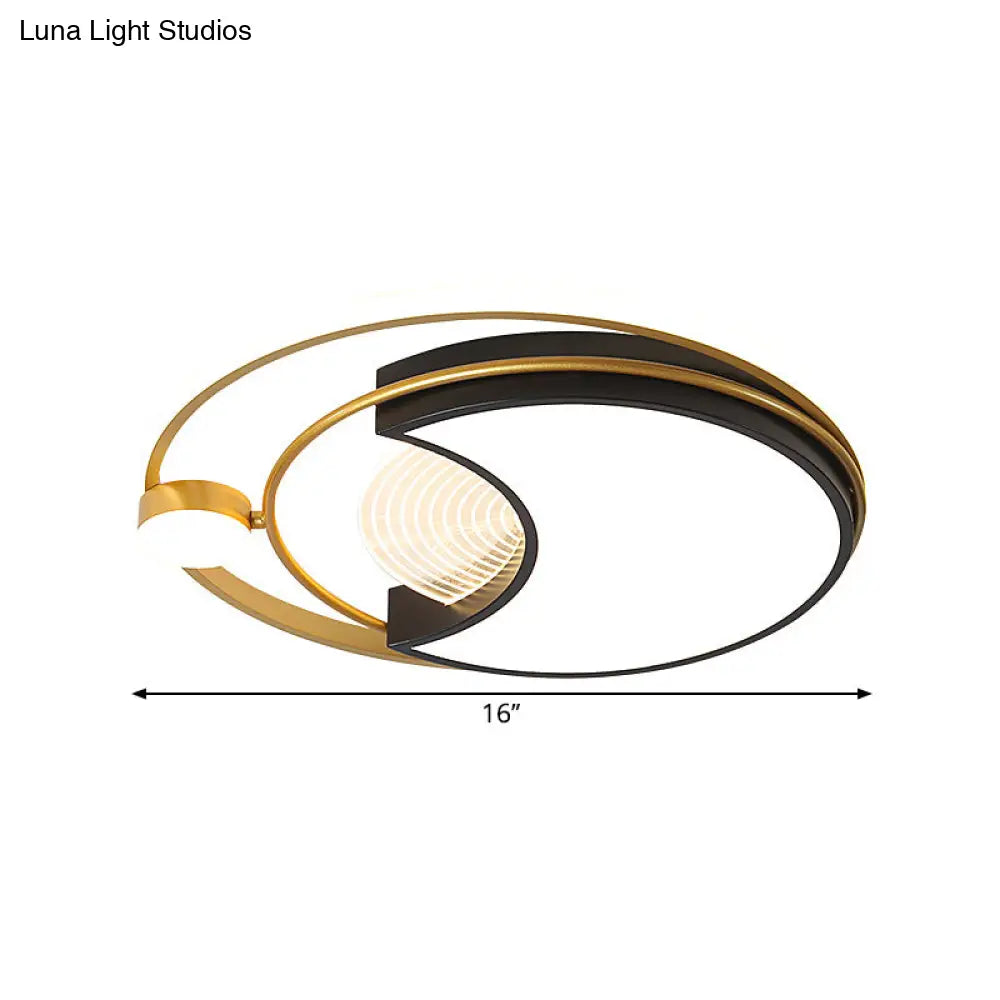 Contemporary Led Flush Ceiling Light With Acrylic Shade - Black Square/Round Mount | Warm/White