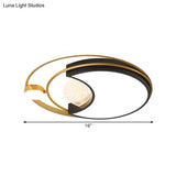 Contemporary Led Flush Ceiling Light With Acrylic Shade - Black Square/Round Mount | Warm/White