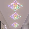 Contemporary Led Flush Light Fixture With Clear Faceted Crystal Shade For Foyer Ceiling / Warm