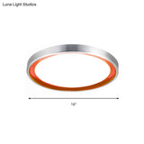 Contemporary Led Flush Light In Orange/Blue/Purple With Warm/White Glow - 14’/16’/20’ Metal