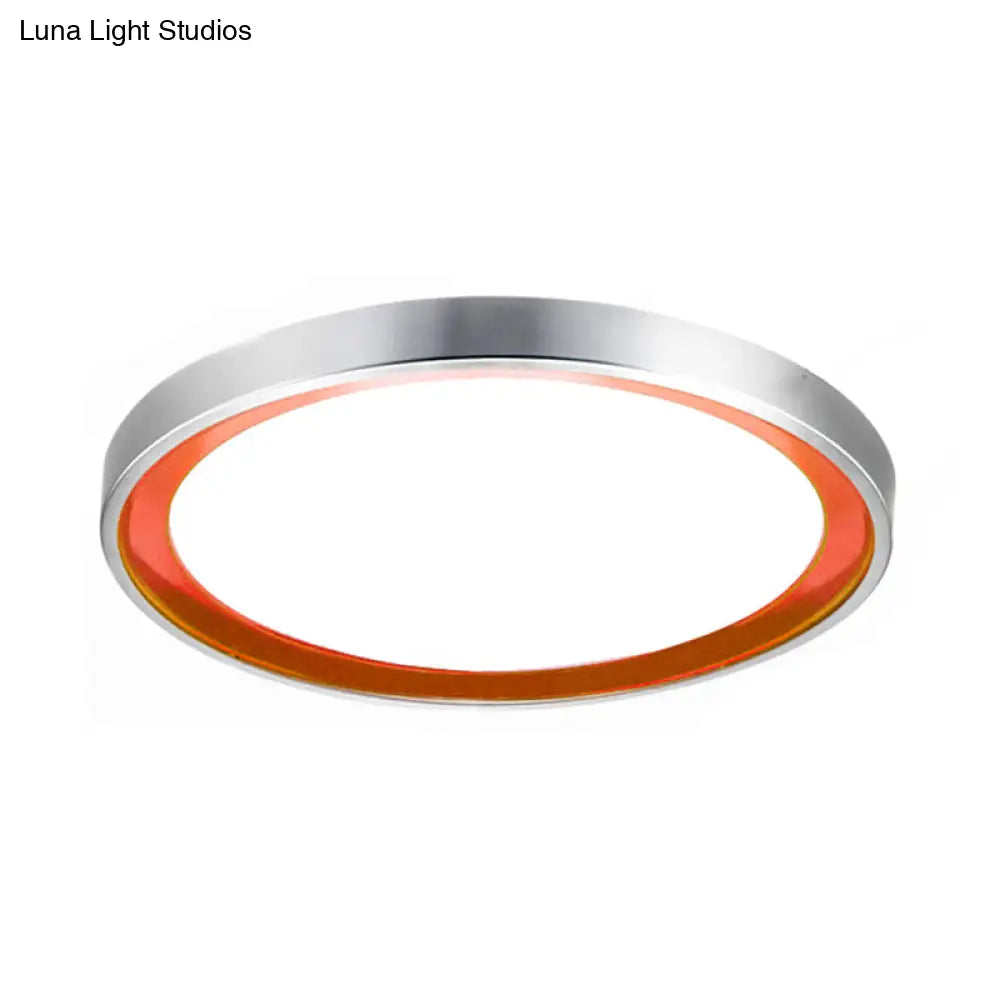 Contemporary Led Flush Light In Orange/Blue/Purple With Warm/White Glow - 14’/16’/20’ Metal