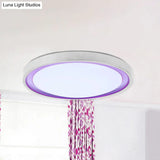 Contemporary Led Flush Light In Orange/Blue/Purple With Warm/White Glow - 14’/16’/20’ Metal