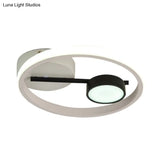 Contemporary Led Flush Light: Round Ceiling Mounted Metal; Black & White Or Gold; Warm Light