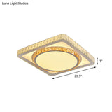 Contemporary Led Flush Mount Bedroom Ceiling Lamp With Crystal Shade - White