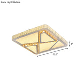 Contemporary Led Flush Mount Bedroom Ceiling Lamp With Crystal Shade - White