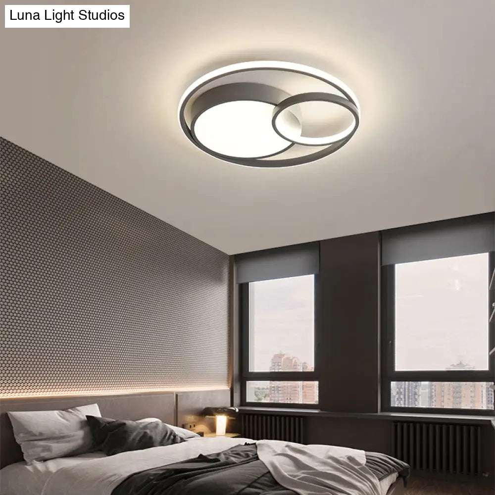 Contemporary Led Flush Mount Ceiling Lamp - Circular Acrylic Bedroom Light Fixture