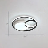 Contemporary Led Flush Mount Ceiling Lamp - Circular Acrylic Bedroom Light Fixture Black-White /