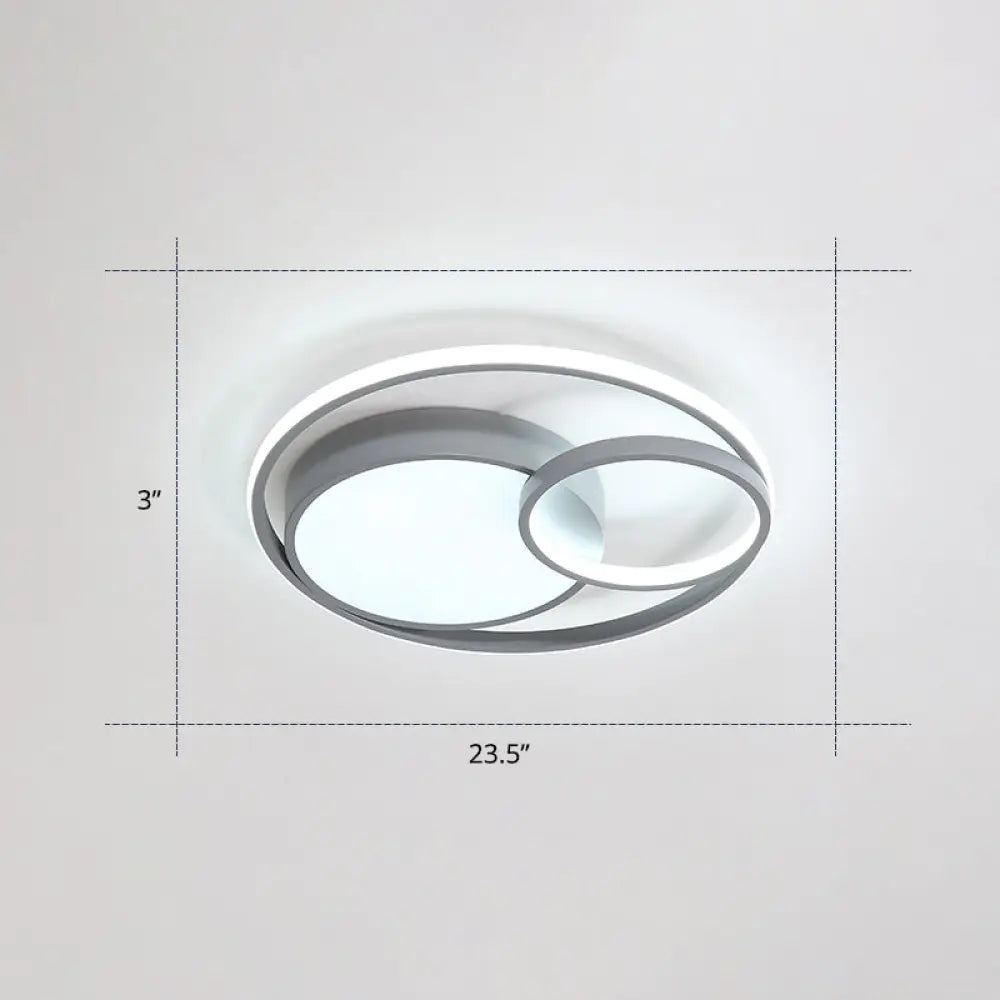 Contemporary Led Flush Mount Ceiling Lamp - Circular Acrylic Bedroom Light Fixture Grey / 23.5 Warm