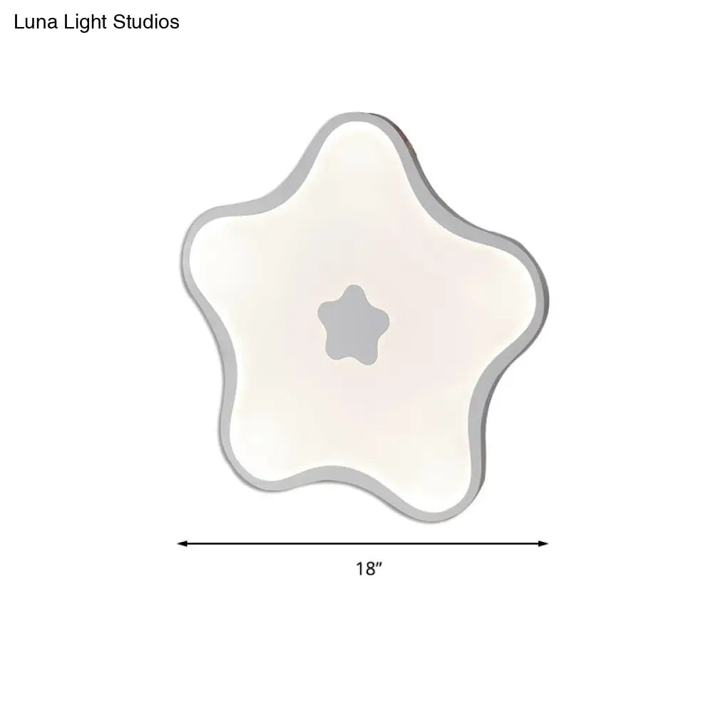 Contemporary Led Flush Mount Ceiling Lamp For Study Room - White Star Acrylic Light