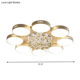 Contemporary Led Flush Mount Ceiling Lamp In White - 22’/31.5’ Circular Crystal Orb Design For