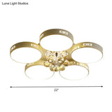 Contemporary Led Flush Mount Ceiling Lamp In White - 22’/31.5’ Circular Crystal Orb Design For